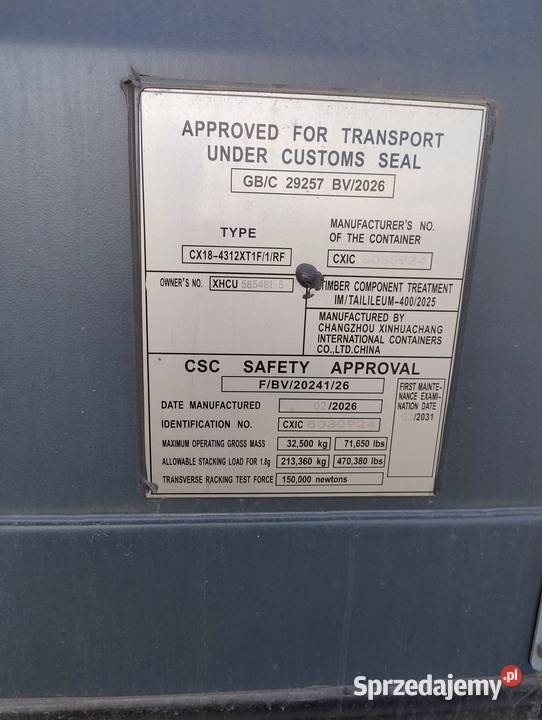 12m 40HC Kontener morski double door Nowy