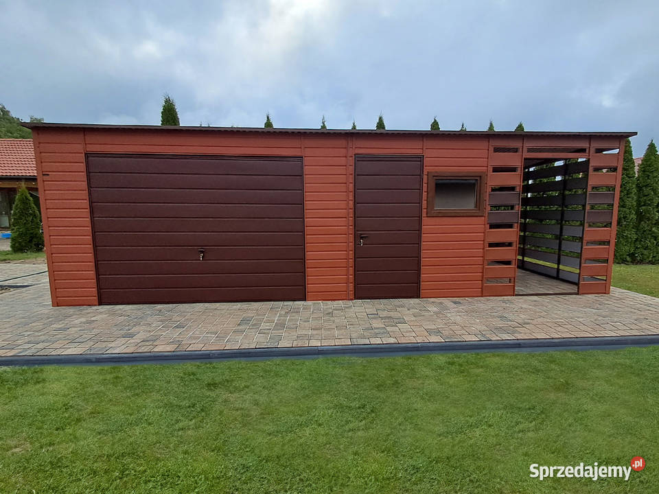 Garaż blaszany 65m zadaszenie 25 m jasny brąz Wrocław