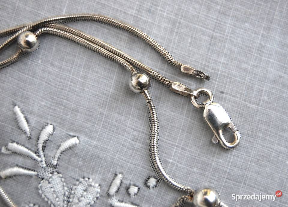 Delikatny srebrny naszyjnik kuleczki srebro pr