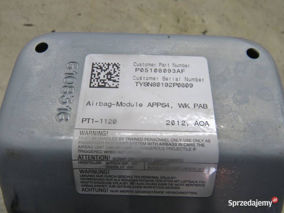PODUSZKA PASAŻERA JEEP WK2 P0508093AF Wyposażenie wnętrza lubelskie