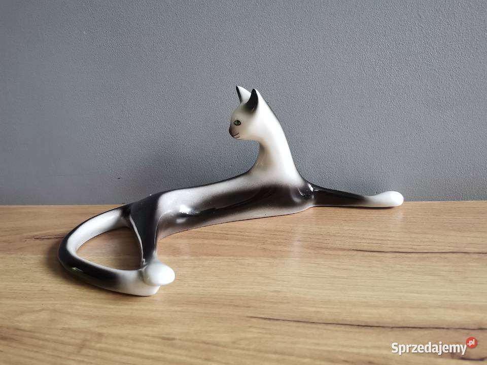Stara figurka Kot porcelana Bogucice M Katowice