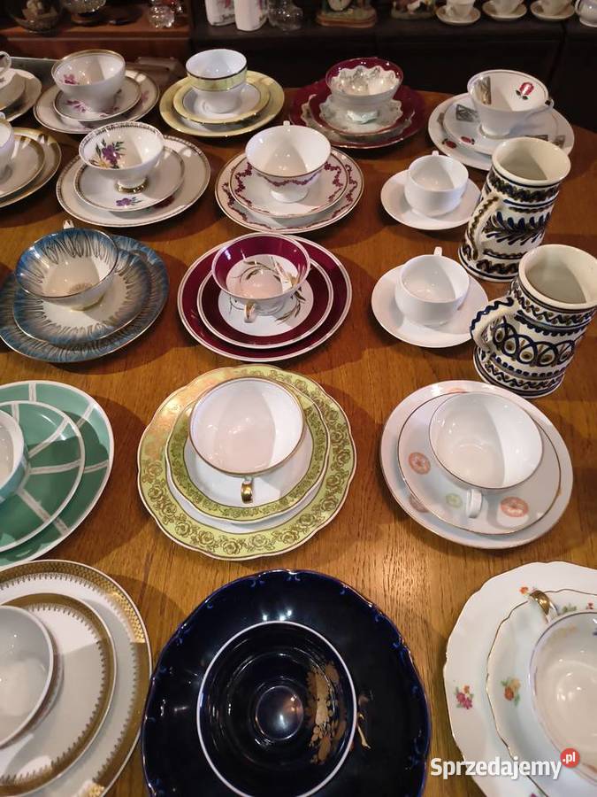Duża kolekcja filiżanek porcelanowych vintage Chorzew