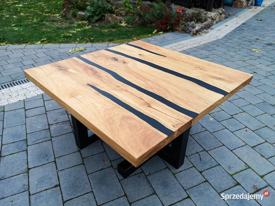 Stolik kawowy dębowostalowy LOFT RESIN wesstol 45cm sprzedam