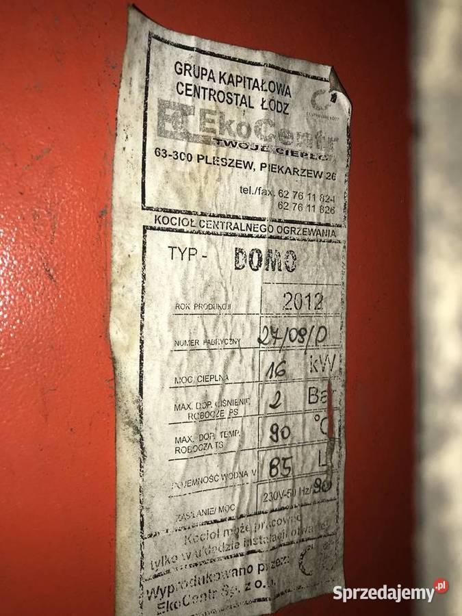 Piec ekogroszek 16 kW Domo wymiennik ciepła łódzkie Łódź