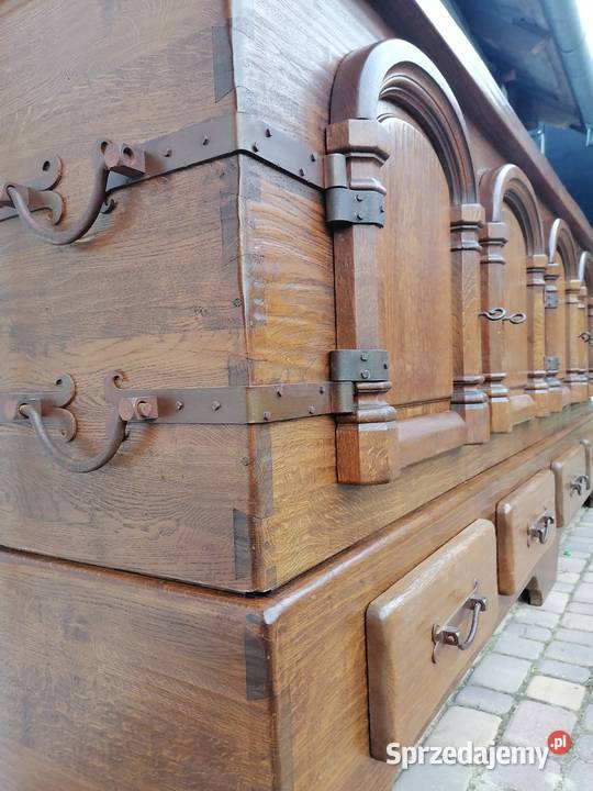 Gigantyczna komoda 100 dębowa bar biblioteka Meble Wąwolnica