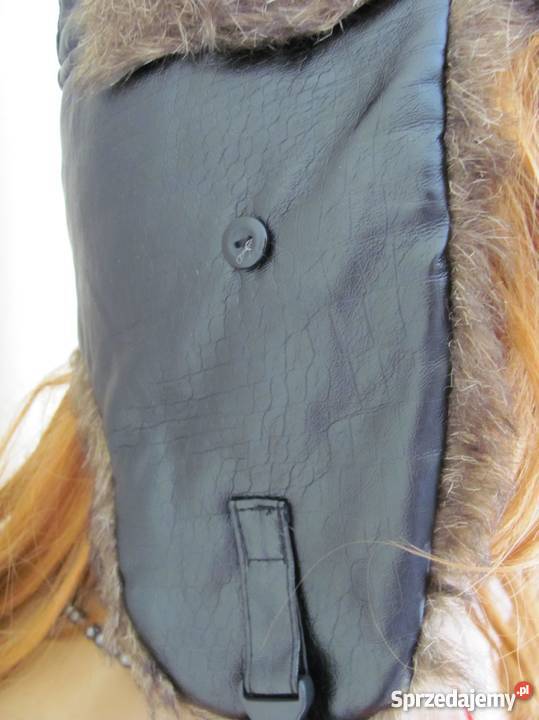 Czapka uszatka pilotka czarna alaskóra Nakrycia głowy Zamość