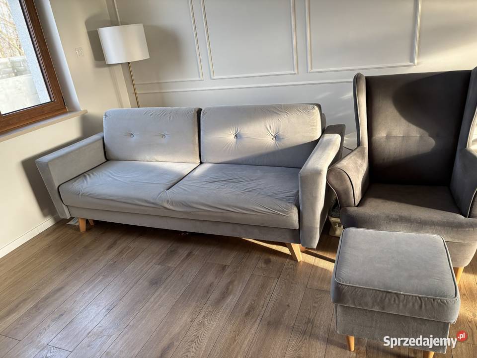 Sofa z fotelem i pufa Zestaw wypoczynkowy dolnośląskie Wrocław sprzedam