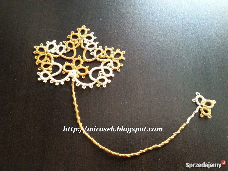 Zakładka do książki frywolitka liść jesień Łódź