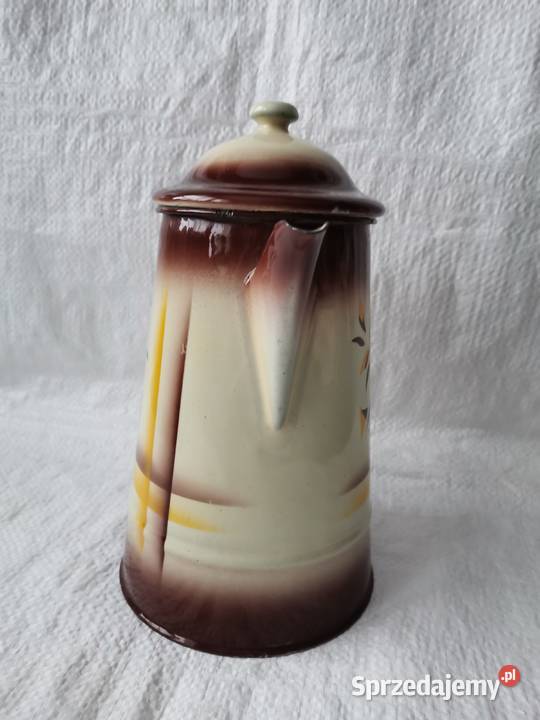 Stary duży metalowy dzbanek emalia Siemianowice Śląskie