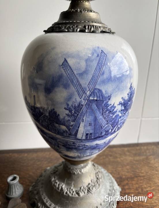 Antyk lampa holenderska naftowa stara porcelana Płock
