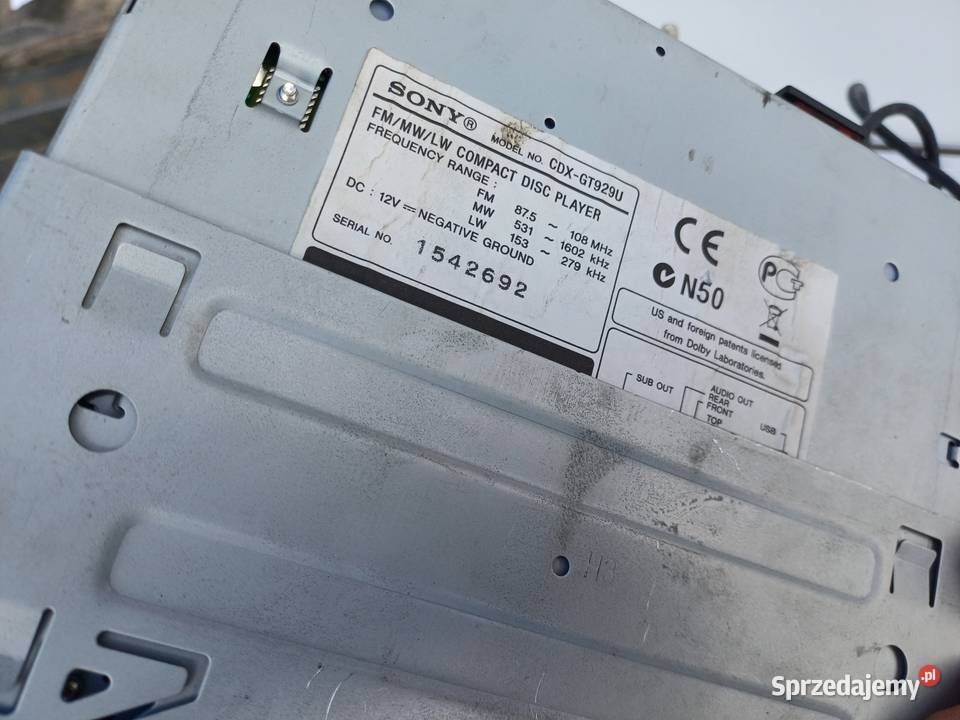 Radio SONY CDX GT929U animacje winda 52x4 Sony dolnośląskie Lubin