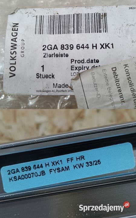 VW TROC LISTWA CHROM DRZWI PRAWY TYŁ 2GA839644H sprzedam