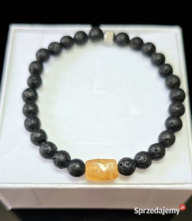 Bransoletka kamień Cytryn Lawa wulkaniczna męska Bytom