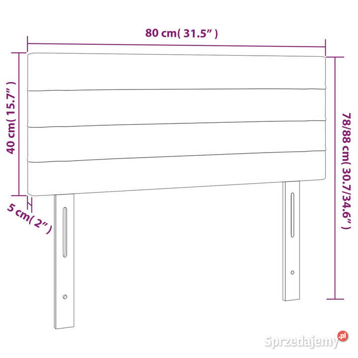 Zagłówek do łóżka z LED czarny 80x5x7888 tkanina