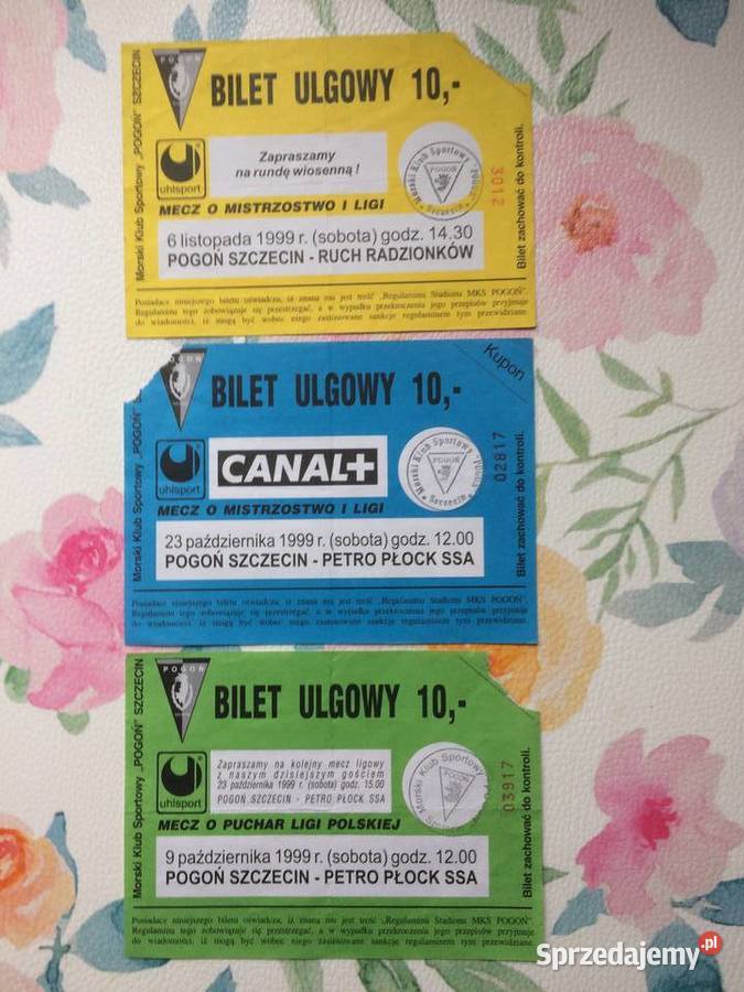 1164 Bilety Pogoni Szczecin 1999 R zachodniopomorskie sprzedam