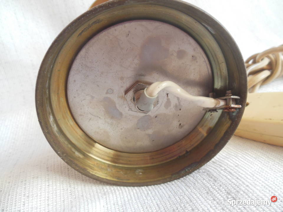 Lampka nocna Mosiądz metal ceramika PRL Kielce