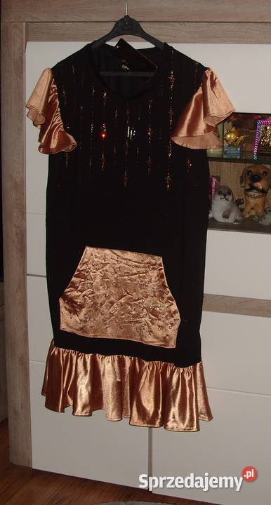 elegancka sukienka TATU cyrkonie pasek r ML Z falbankami  Rawicz