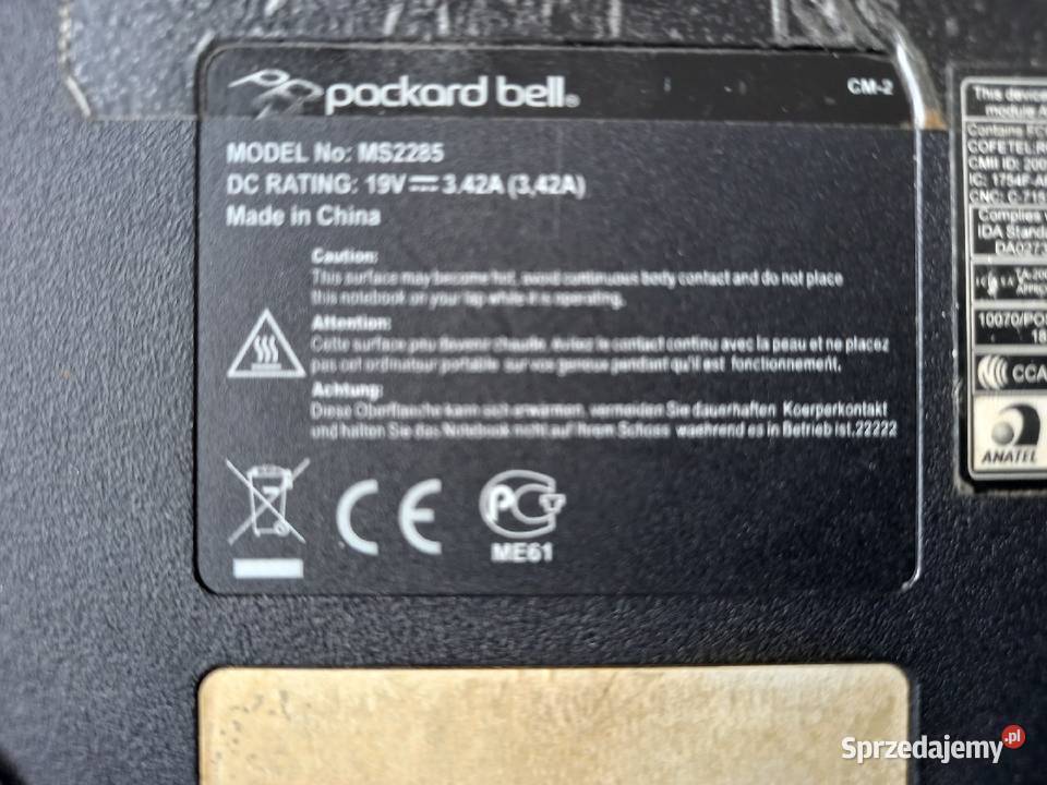 Laptop Prockord Bell model MS2285 Komputery i Akcesoria Tomaszów Lubelski