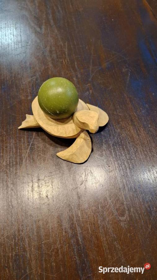 Stara ZABAWKA z drewna ŻÓŁW ręczna pracarzeźba lubelskie Lublin