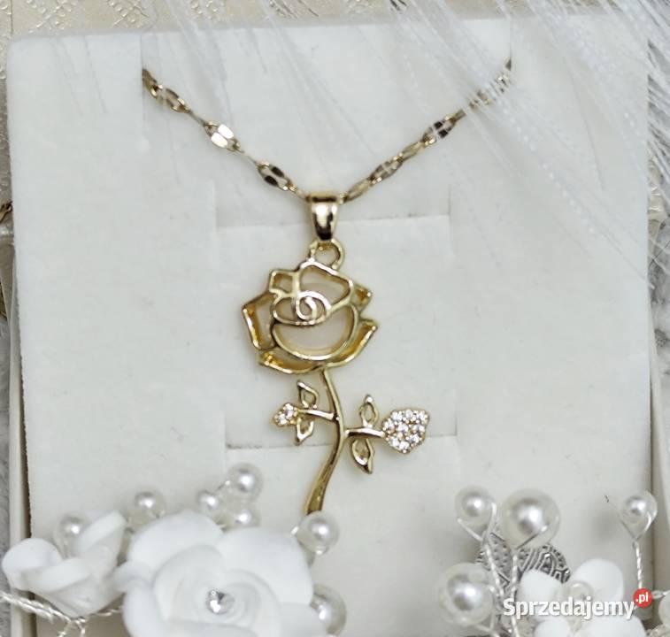 Złoty naszyjnik róża celebrytka ze stali Zgierz