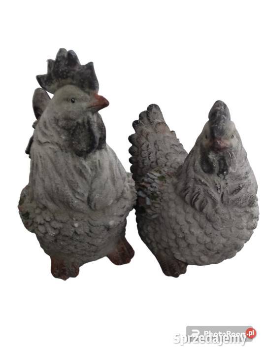 Kura i kogut figurka betonowa duża odcienie szarości podkarpackie Dębica
