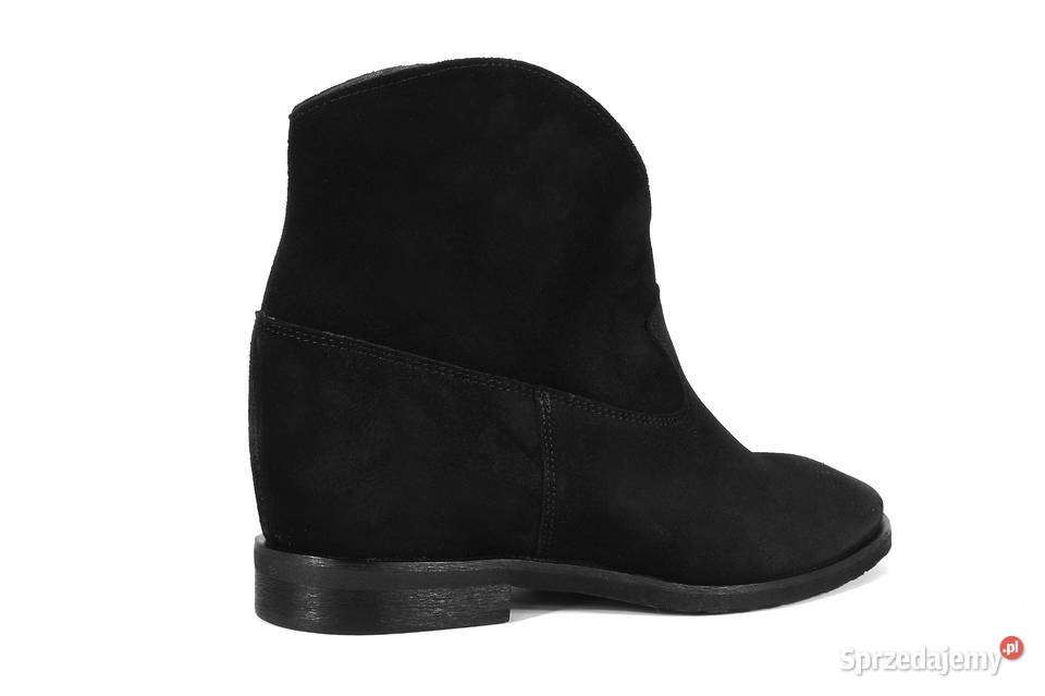 Czarne Botki Damskie Zamszowe Zamek Na Obcasie Kalwaria Zebrzydowska