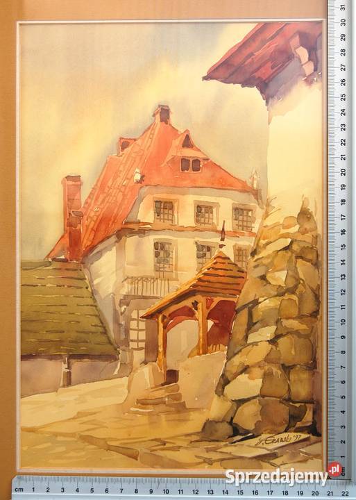 Jan Grabski akwarela Kazimierz Dolny 1997 r wielokolorowy Lublin