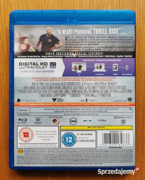 San Andreas Bluray En 2015 Dwayne Johnson Kultura i Rozrywka Parzęczew