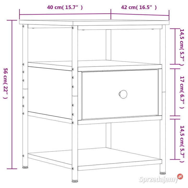 Szafka nocna przydymiony dąb 40x42x56 WM826027 mazowieckie Warszawa