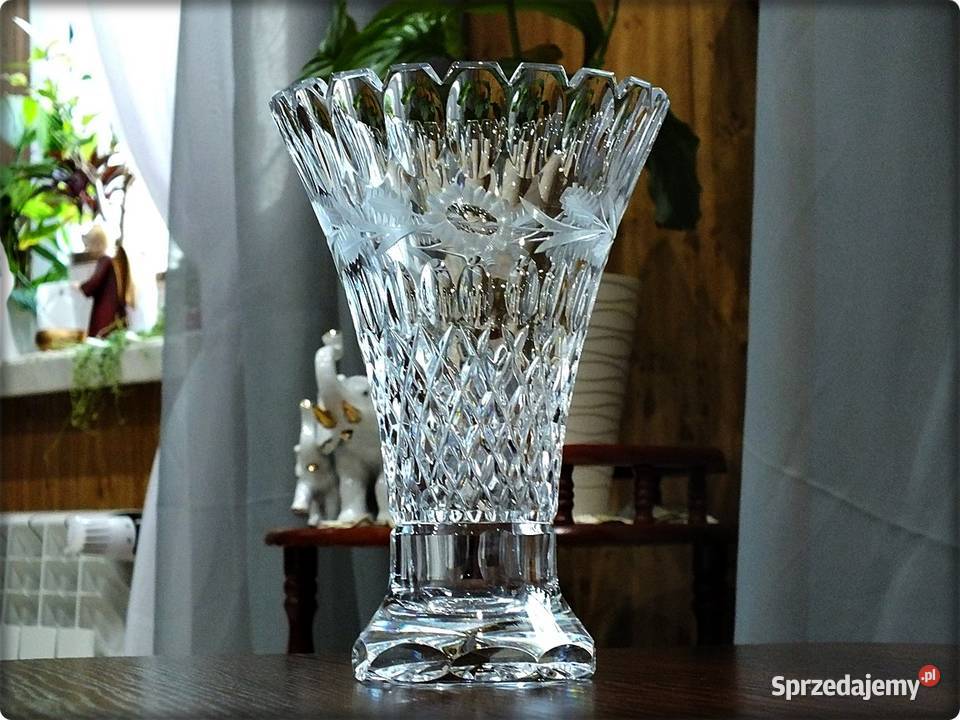 Wazon Kryształowy ręcznie szlifowany lata 60te lubuskie Żary