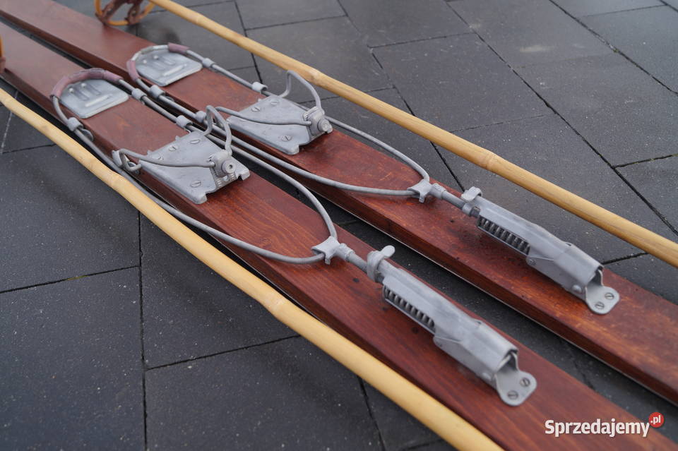 Stare narty bukowe hikorowe 163 kijki Pruchnik