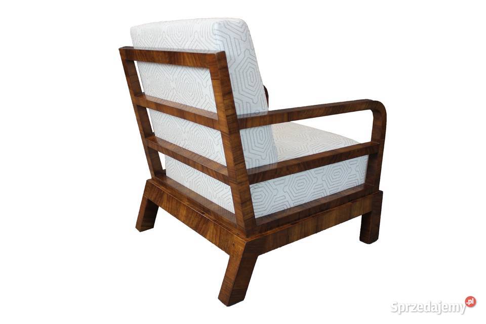 Zestaw czterech foteli art deco w orzechu Zielonka