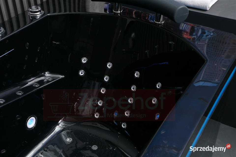 Czarna wanna z hydromasażem EBX869 prostokątna Grabówka