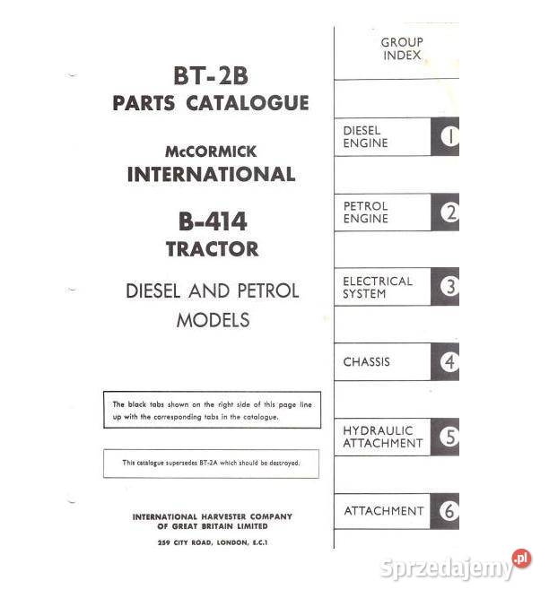 IH Mccormick B414 katalog cześci ciągnik naprawa sprzedam