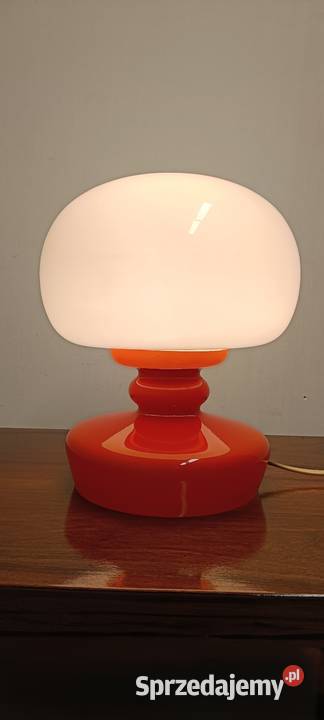 szklana lampa biurkowa nocna grzybek vintage łódzkie Radomsko