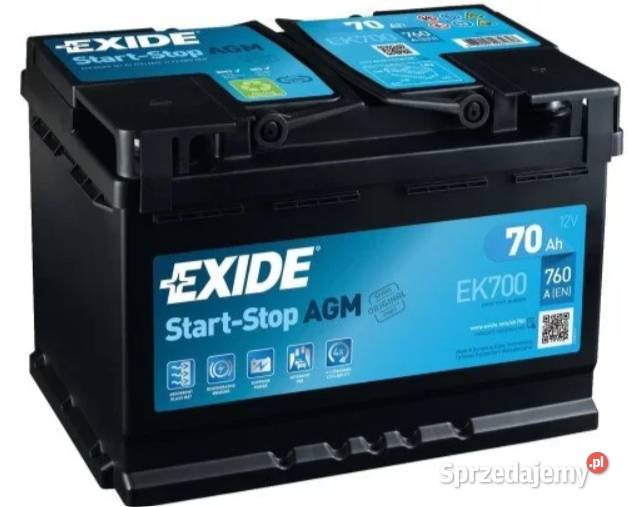 Akumulator EXIDE AGM STARTSTOP EK700 70Ah 760A Układ elektryczny Elbląg