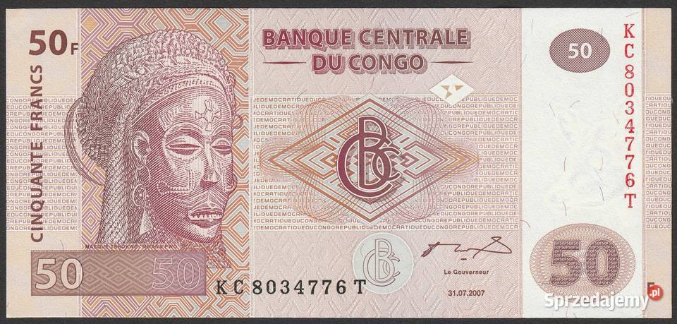 KONGO CONGO 50 FRANK 2007 STAN BANKOWY UNC Łódź sprzedam