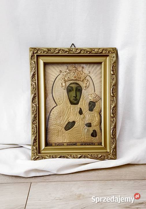 Stary obrazek ikona Czarną Madonna MB śląskie Ruda Śląska