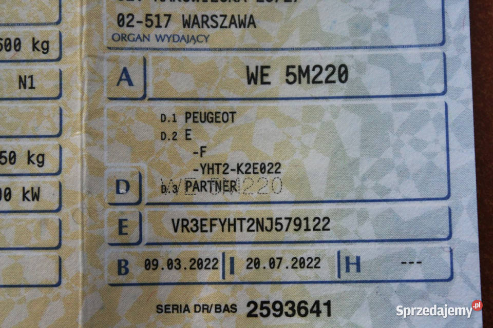 Peugeot Partner L2 FV23 ChłodniaMroźniaCarrier Sokołów