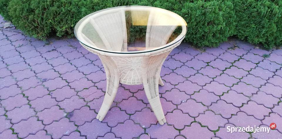 Stół okrągły rattanowy szklany blat ogrodowy na mazowieckie Garwolin