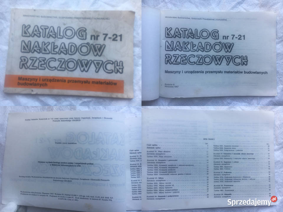 Katalog Nakładów Rzeczowych 721 Maszyny i