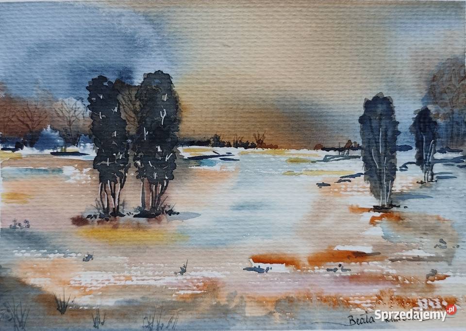 Akwarela Akwarelka Obraz pt Współistnienie Rękodzieło Mikołajki