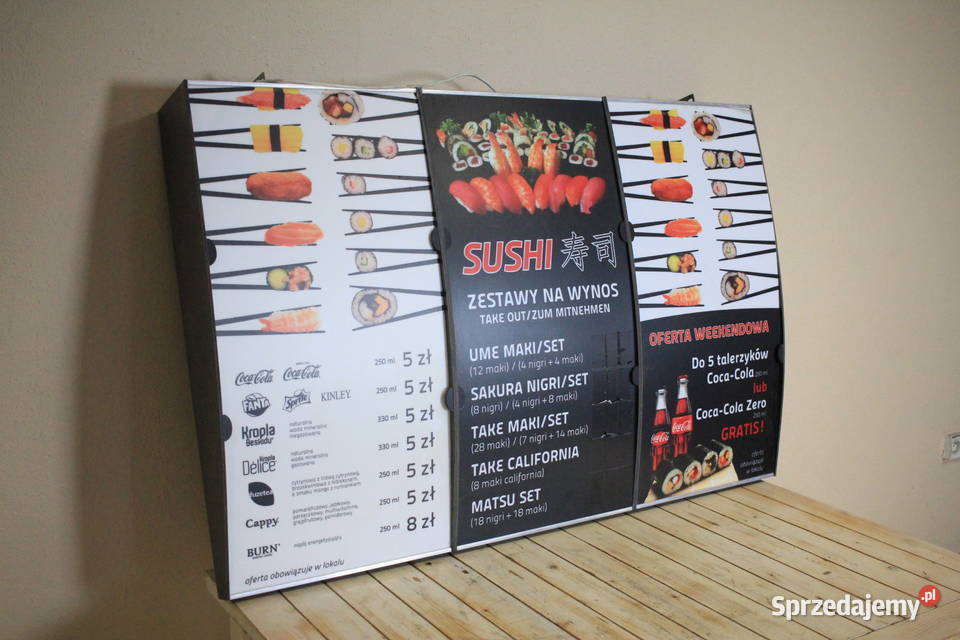 Podświetalny banerreklamamenu restauracji Pszczyna