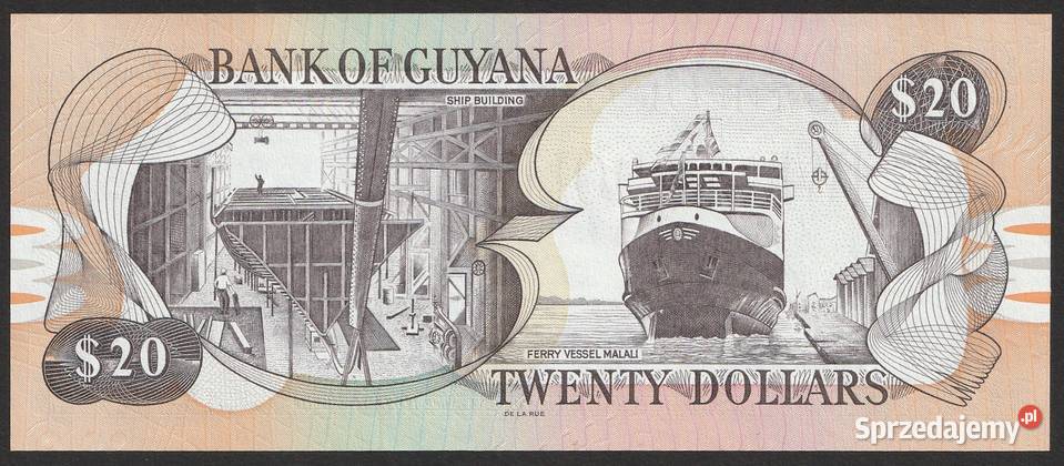 GUJANA 20 DOLARÓW 1996 STAN BANKOWY UNC łódzkie Łódź