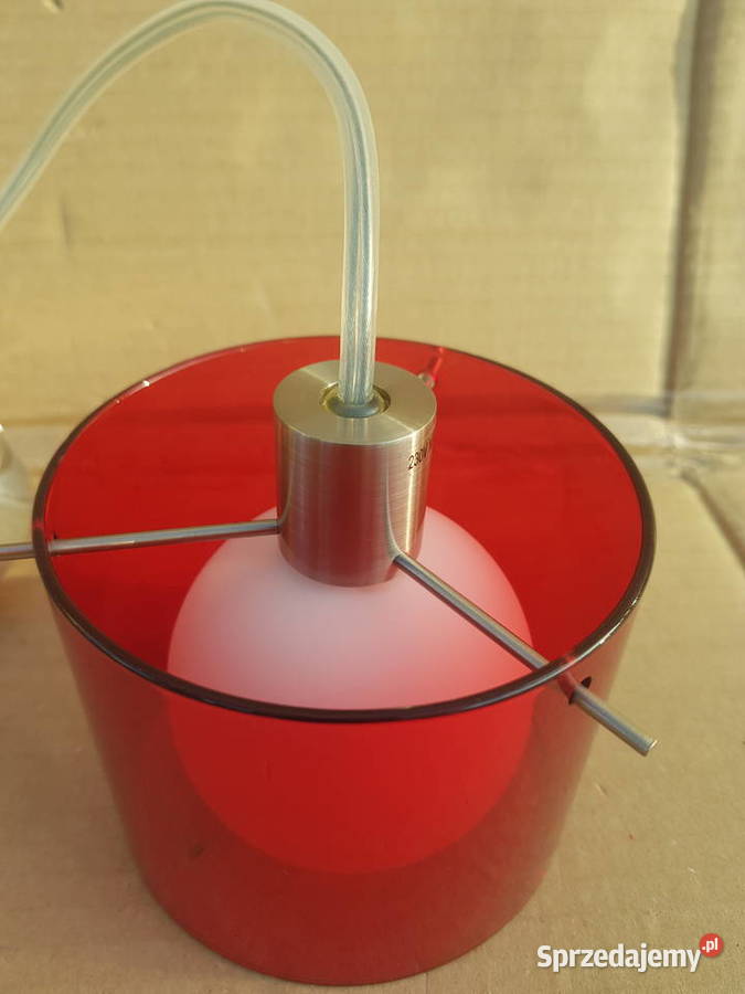 Lampa wisząca TUBA czerwona SZKŁO do przedpokoju mazowieckie