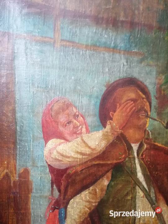 obraz scena rodzajowa górale Antyki, Sztuka, Kolekcje Bytom