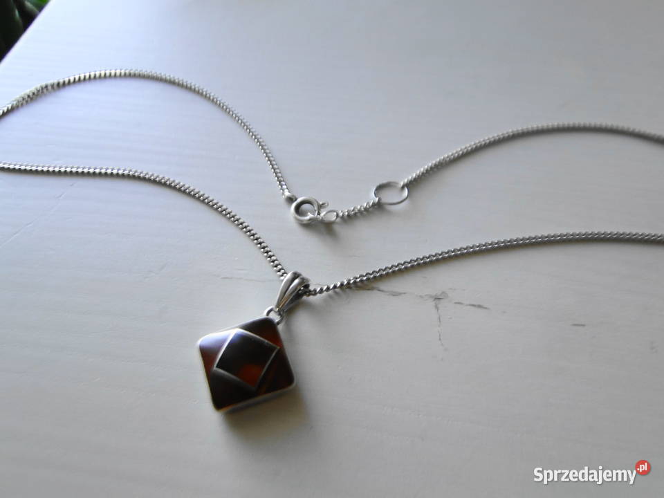 Stary Naszyjnik srebro i bursztyn bałtycki srebro mazowieckie