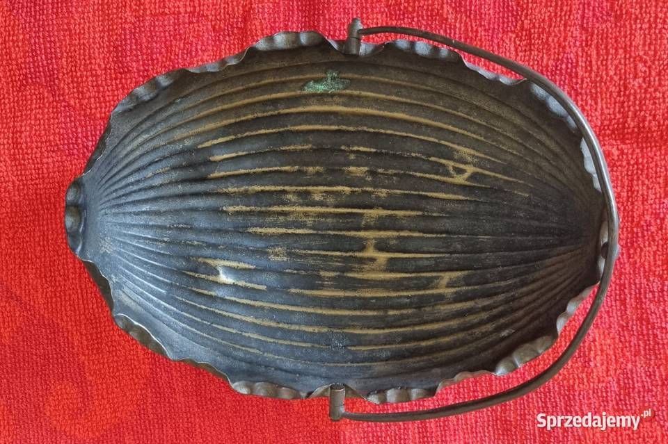 Zabytkowa mosiężna patera z uchwytem koszyk Warszawa sprzedam