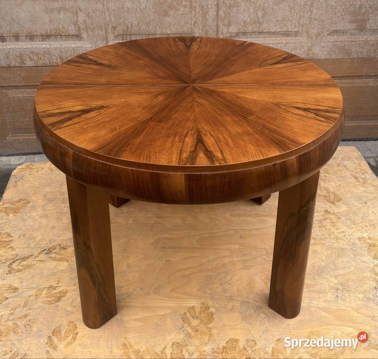 Stół Okrągły Orzech Beczką 112 Rozkładany Antyk Antyki, Sztuka, Kolekcje