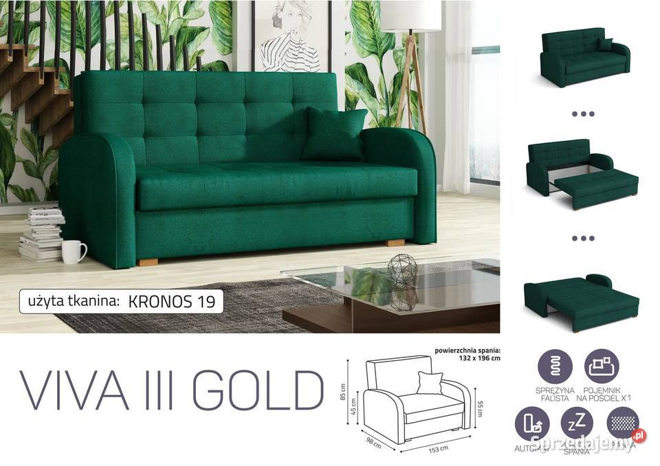 SofaKanapa Viva III Gold Darmowa dostawa Wieruszów